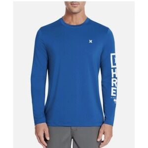 Hurley Mens Sunny Side Hybrid Stretch Long Sleeve Sunshirt Blue XXXL 3X UPF 50+